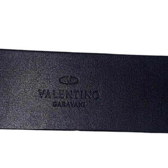 Valentino Garavani Black Leather Belt with Multicolor Gemstone Buckle main image 6